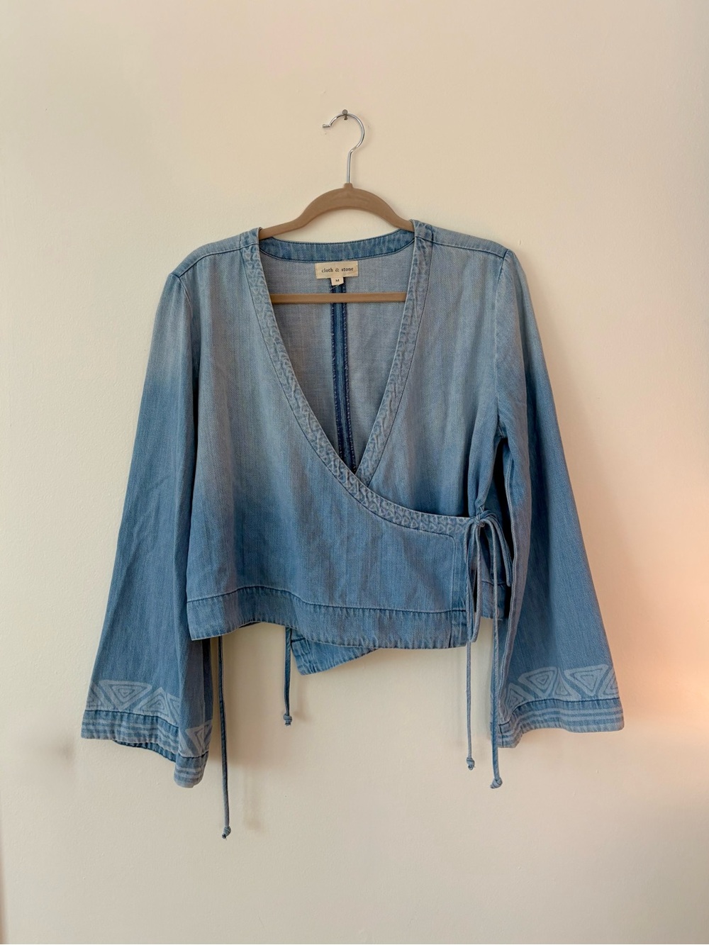Cloth & Stone Light Blue Denim Wrap Top